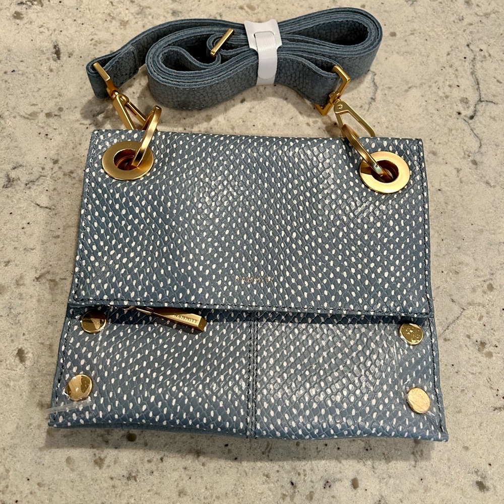 NWT Hammitt Montana Reversible Small Bay Blue Snake Purse